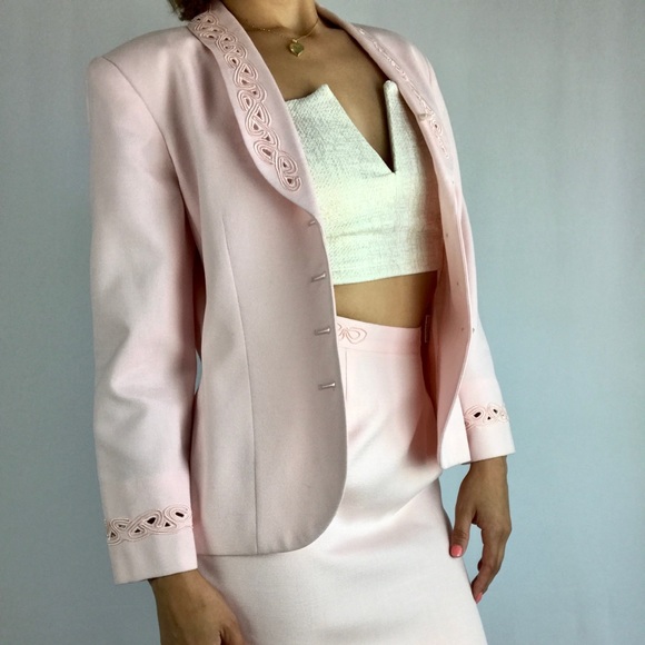 Vintage Kasper ASL light pink skirt suit 4p - Picture 2 of 7